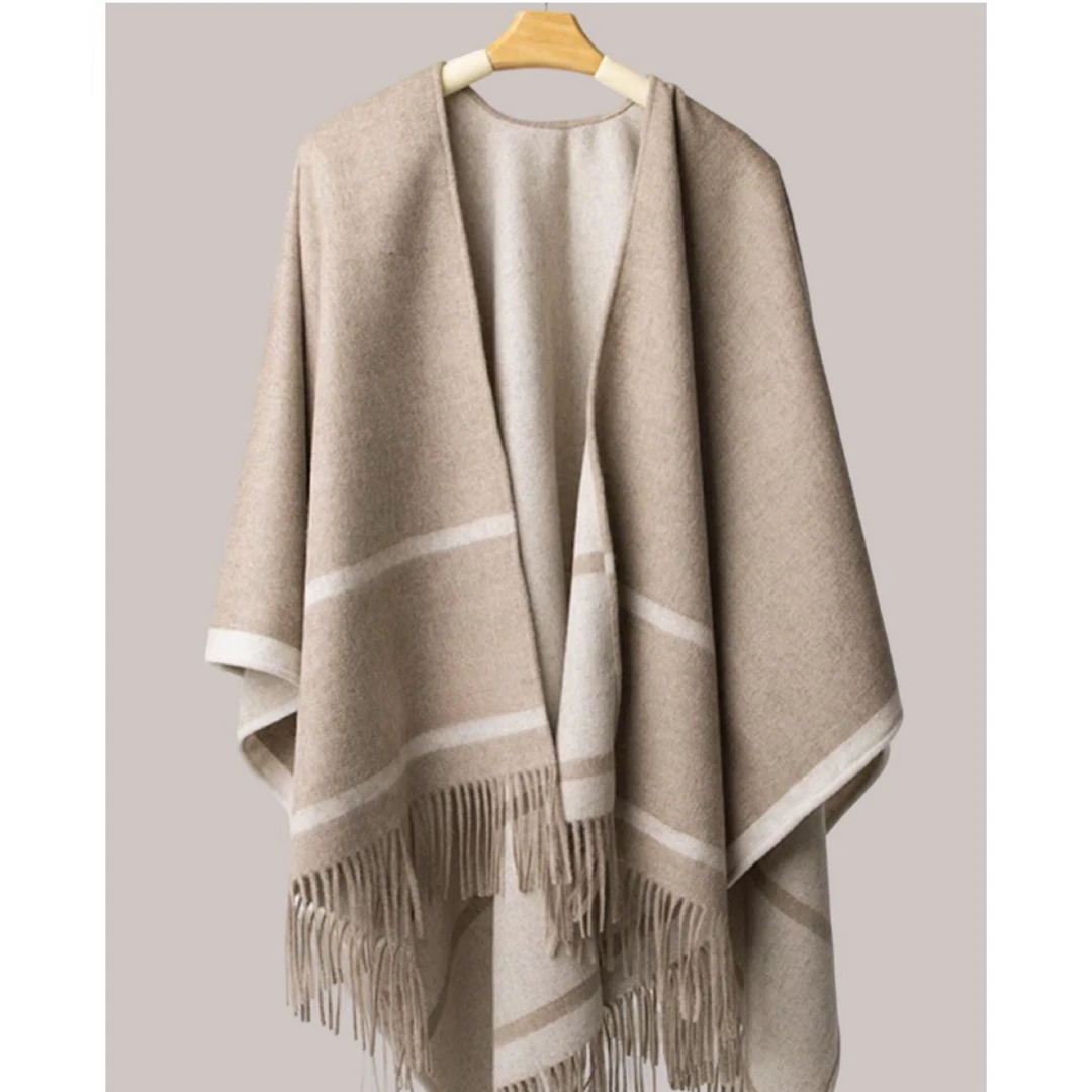 时尚春秋提花斗篷双面百搭高级感