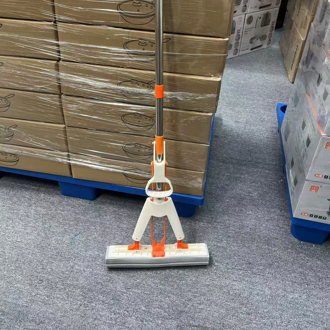 新款胶棉拖把吸水拖把懒人拖把工业不锈钢制品折叠拖把手杆