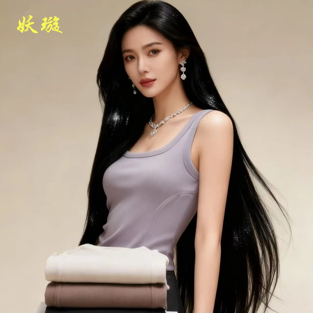 妖璇100%绵羊毛石墨烯固定一体杯显瘦发热秋冬女士保暖加厚背心