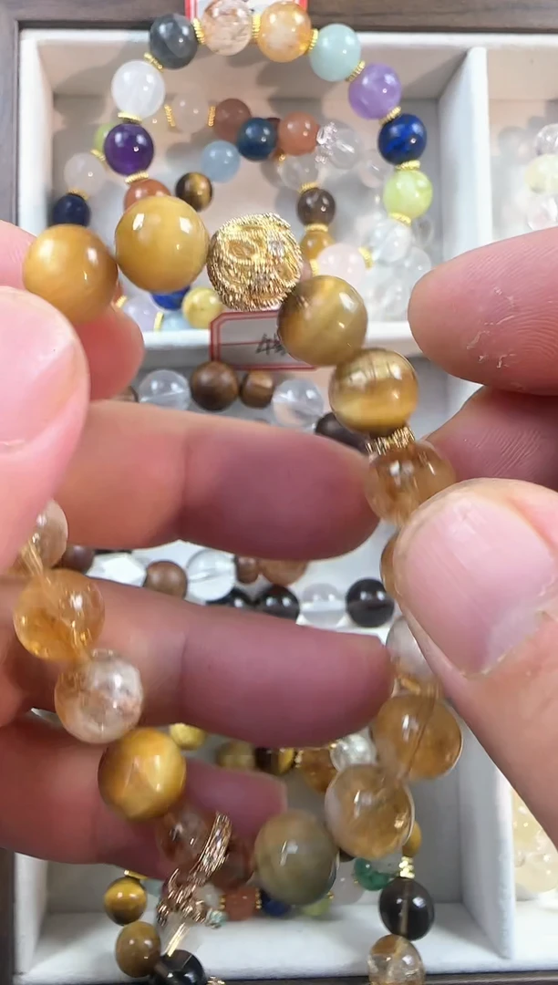 合金手链水晶金虎黄塔diy款