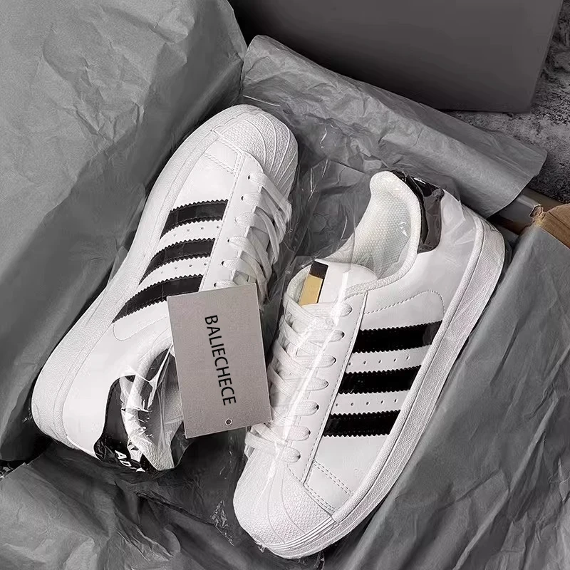 经典贝壳头小白鞋厚底金标情侣通用牛皮面运动休闲板鞋春夏秋适用