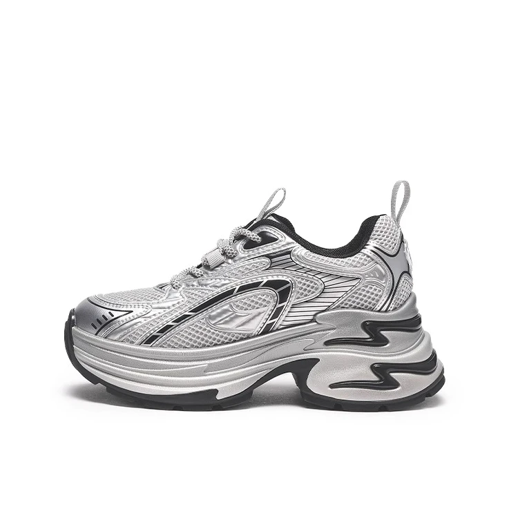 银色老爹鞋女2025新款春夏季厚底小个子增高运动鞋网红百搭休闲鞋