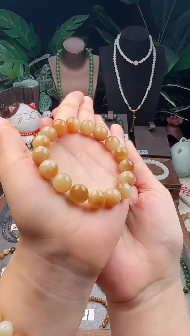 手串未镶嵌和田玉精品12m新疆且末糖玉手串