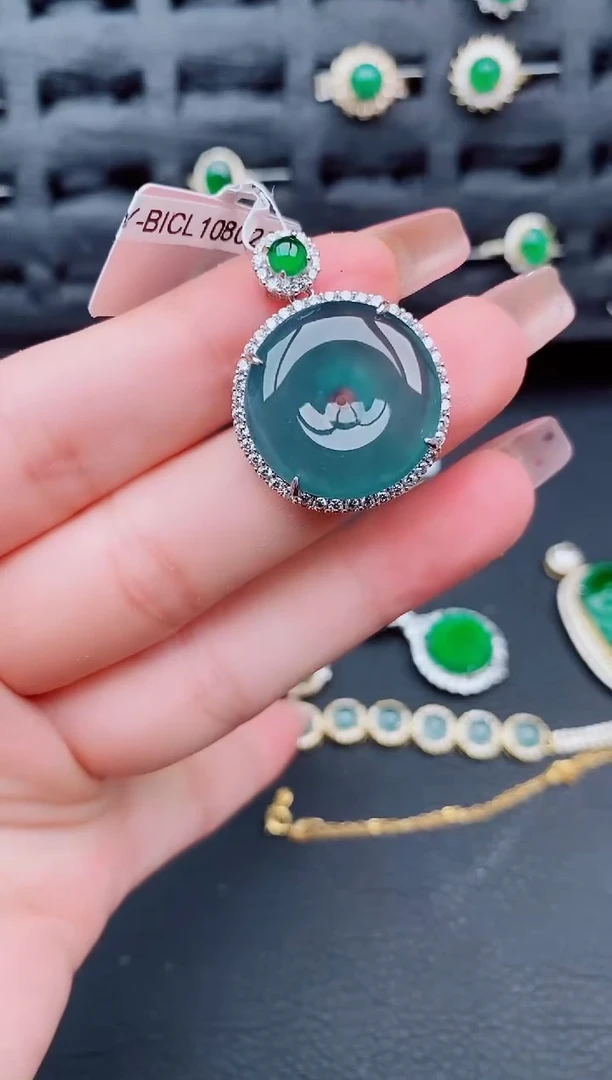 翡翠银S925镶嵌颈饰天然a货翡翠278