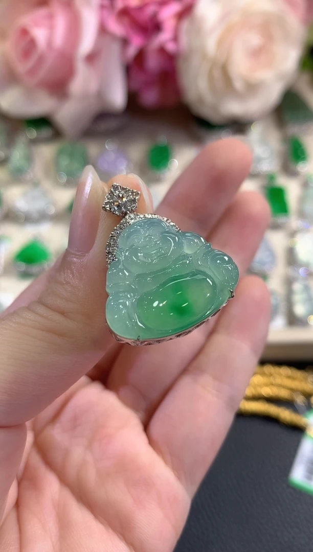 吊坠(不含链)18K金镶嵌翡翠d62