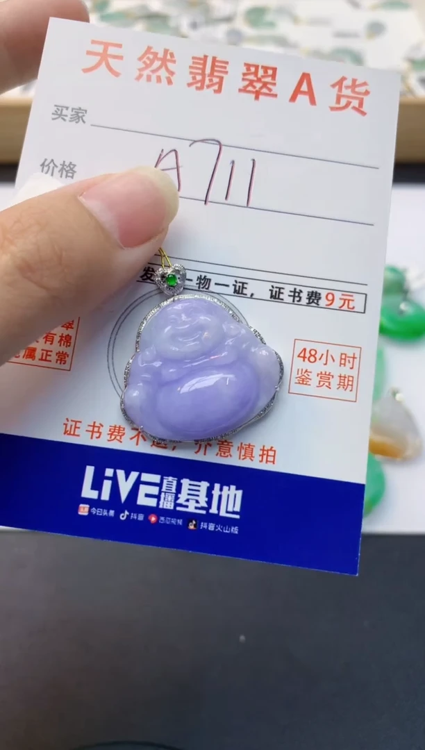 颈饰18K金镶嵌翡翠天然缅甸A货翡翠百元以上9元证书费自理
