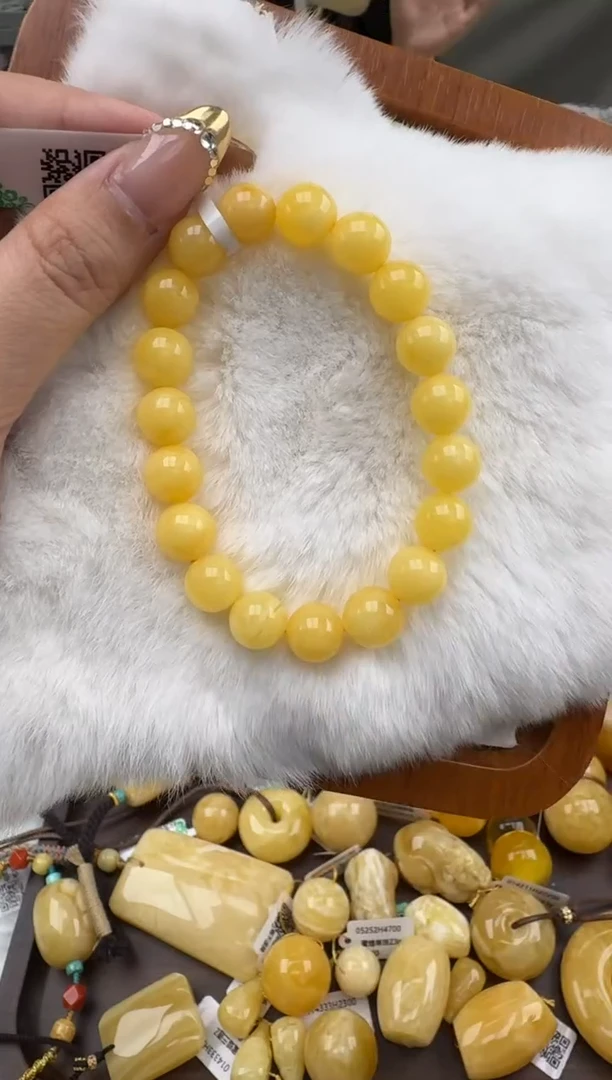 裸石琥珀未镶嵌10mm圆珠手串/XD019