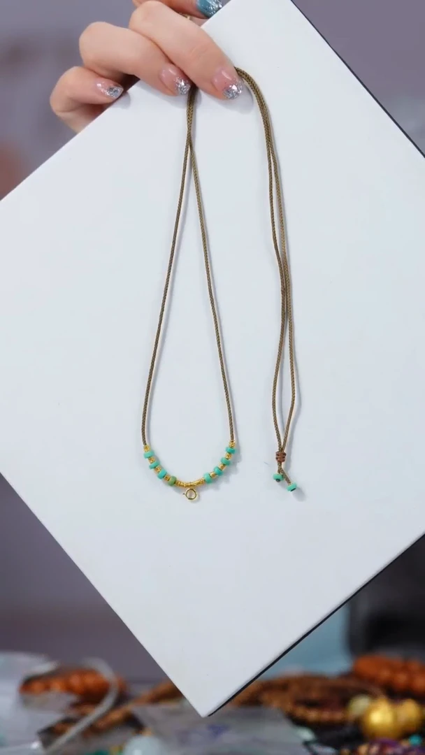 18K金镶嵌绿松石项链1