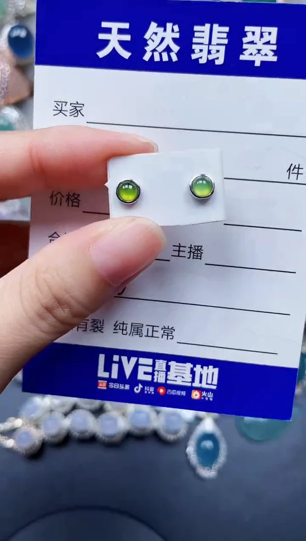 银S925镶嵌翡翠耳饰678