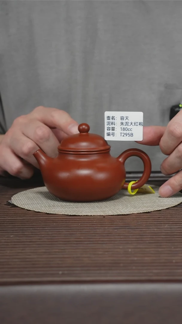 茶壶紫砂T295B 朱泥大红袍 容天 180cc