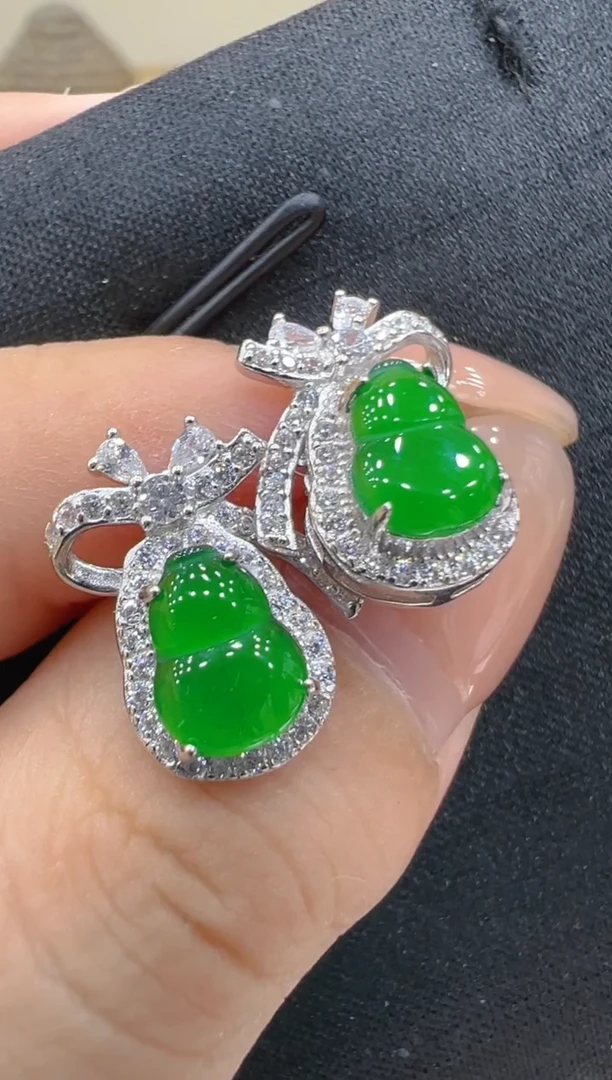翡翠银S925镶嵌耳饰团购多样性发一件