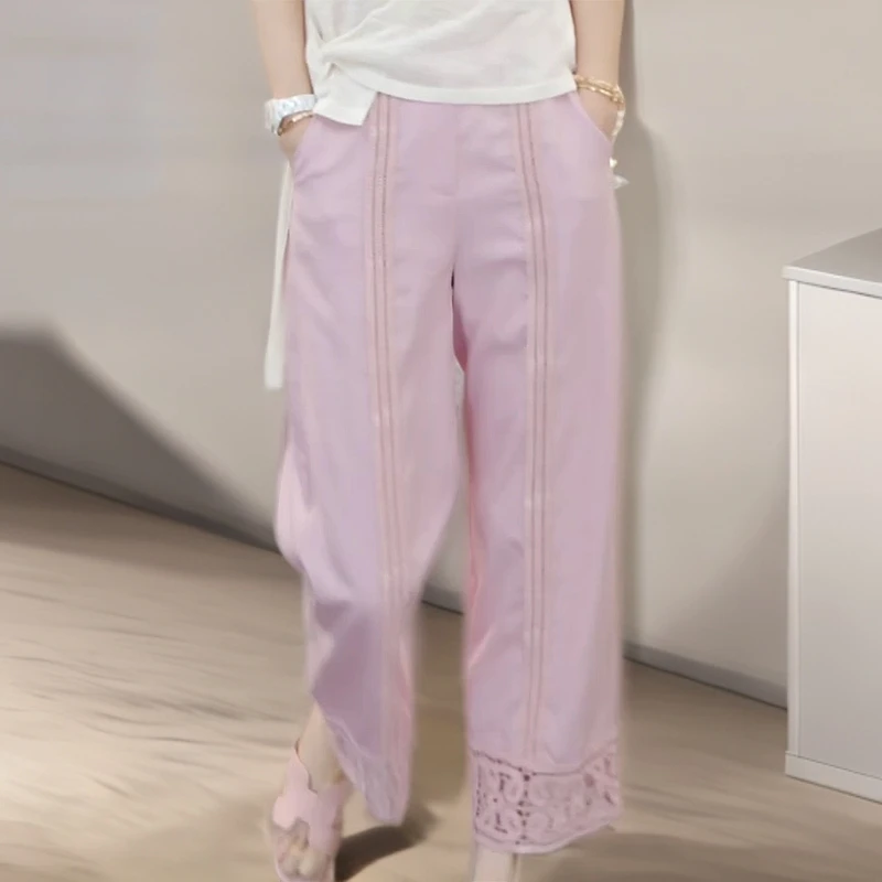 【特别心动】2025春夏季新款时尚休闲麻料八分直筒裤