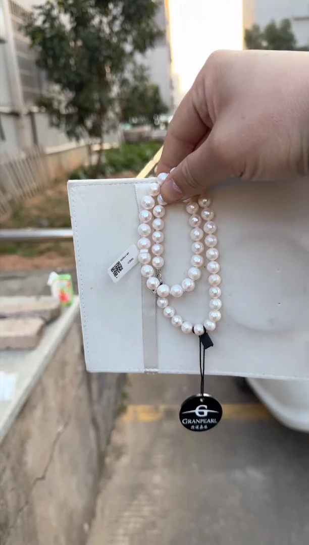 【闪购商品】淡水珍珠颈饰银S925镶嵌爱心扣9-10无核