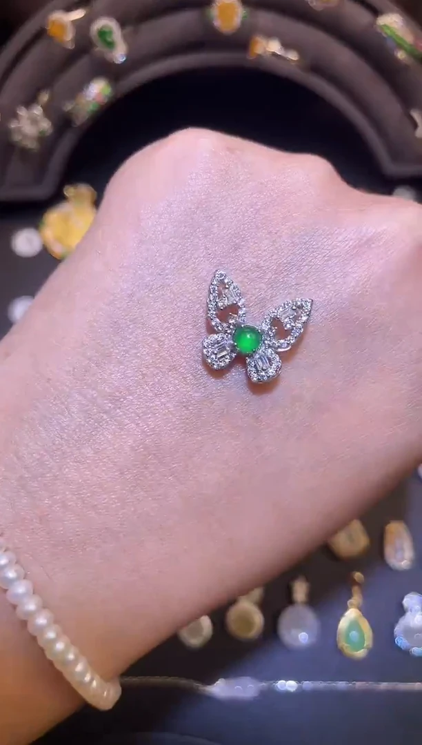 吊坠(不含链)银S925镶嵌翡翠1