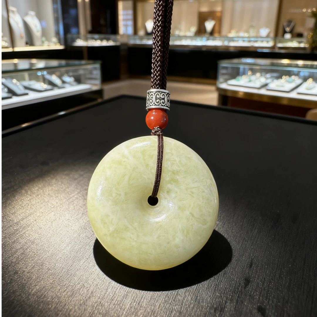 【倩倩工厂】纯天然辽玉双生玉料龙冰纹平安扣50×50多样性发其一A17