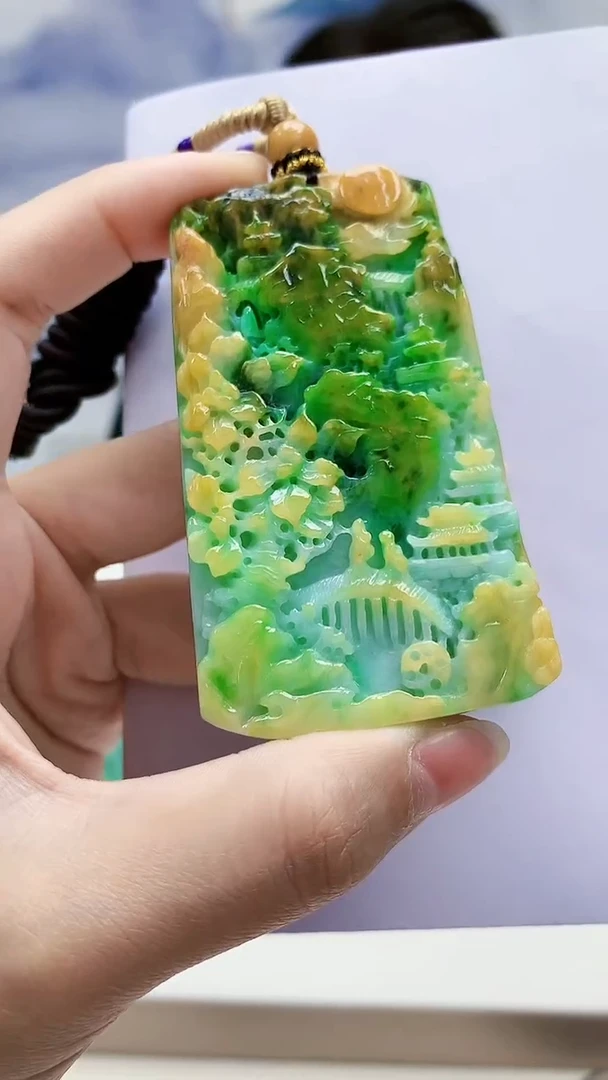 未镶嵌定制翡翠5060lr-毛货挂件23