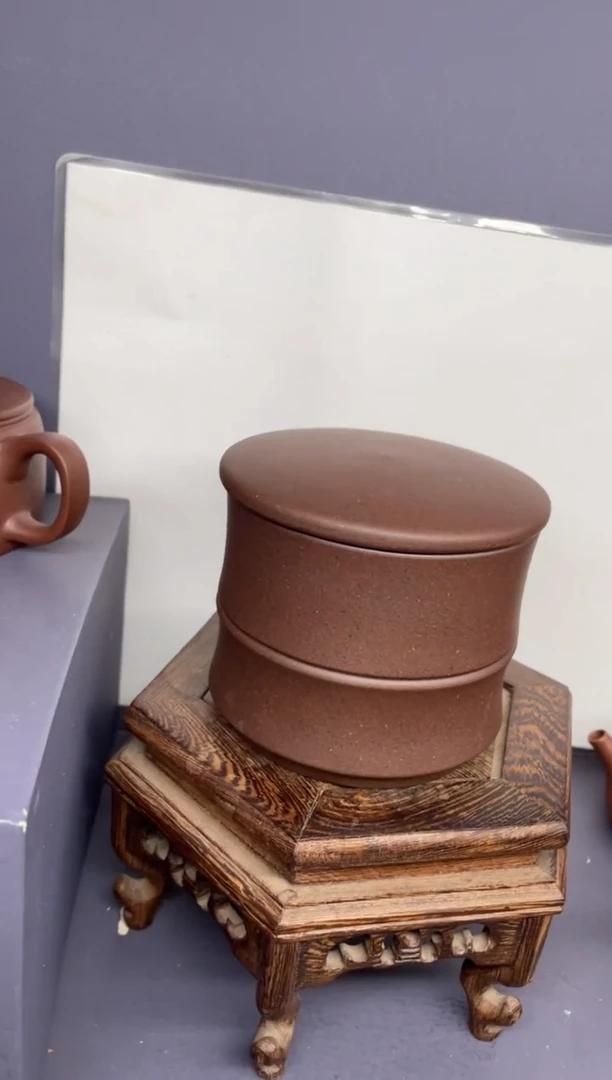 茶壶紫砂台西紫泥 竹节茶叶罐