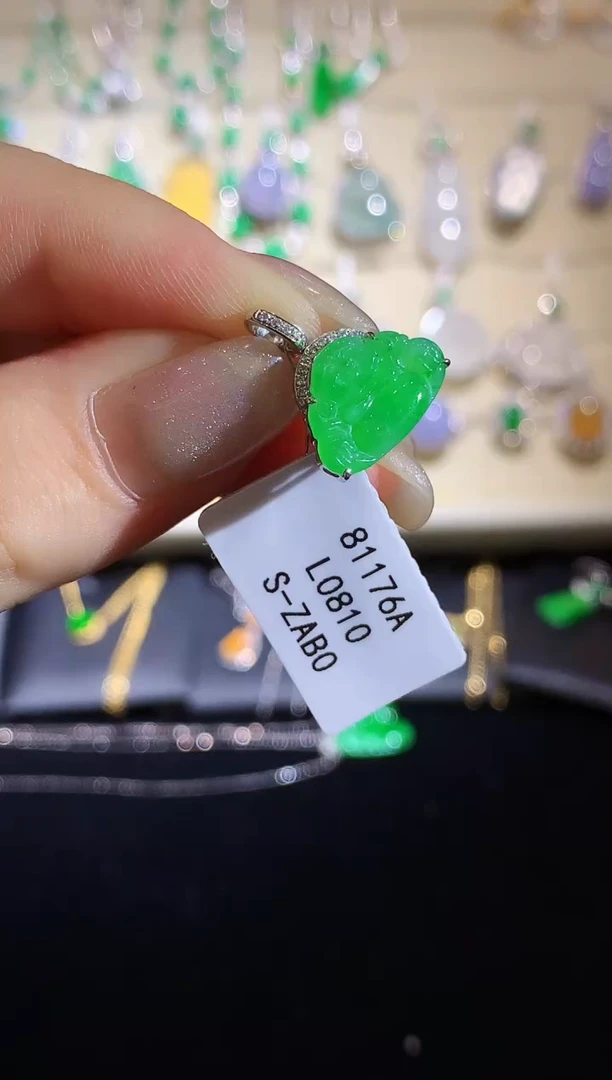 翡翠18K金镶嵌吊坠(不含链)L0810多样性发其一