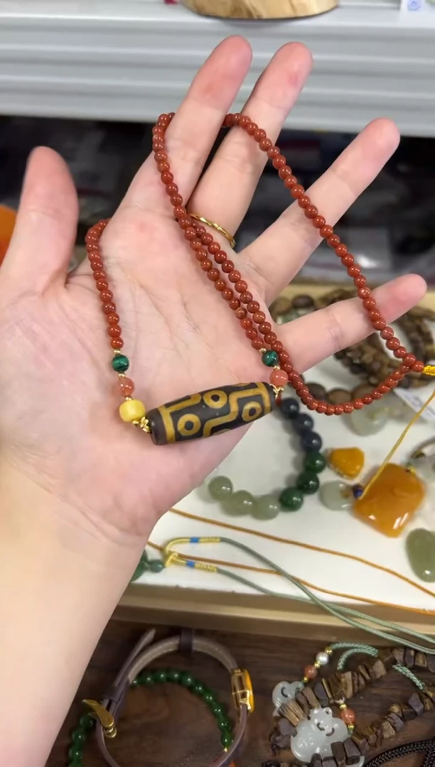 项链未镶嵌南红玛瑙孤品南红玛瑙九眼珠项链[0790]