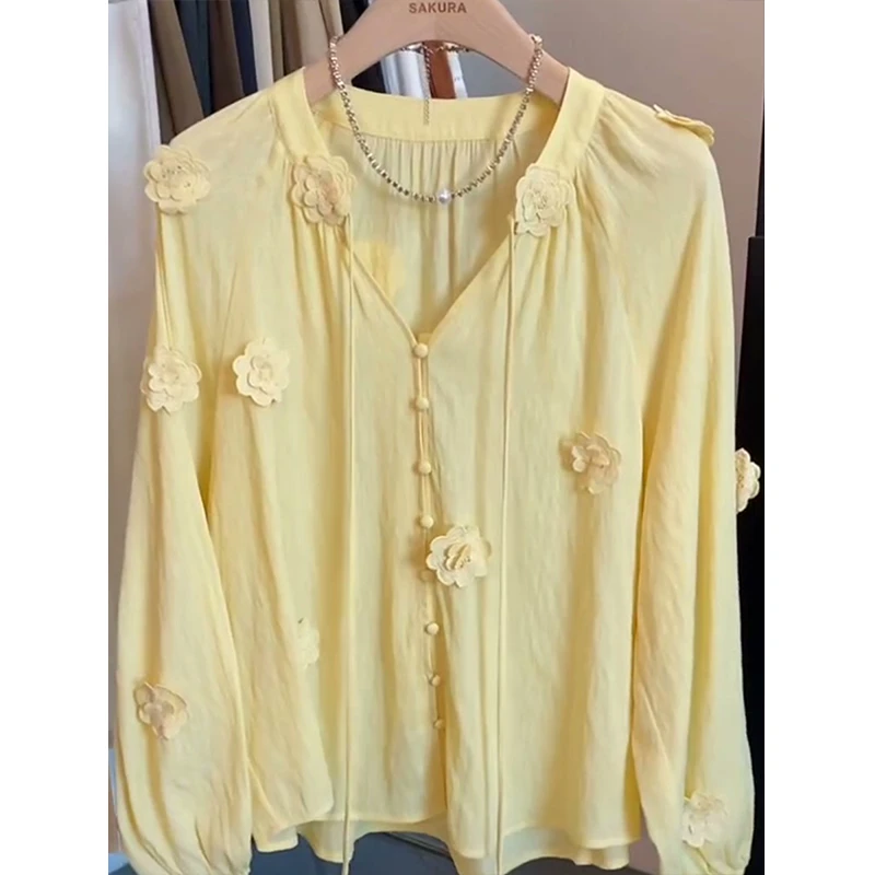 秋冬时尚黄色重工衬衫防晒外搭衬衣女2025新款绝美多巴胺小众上衣