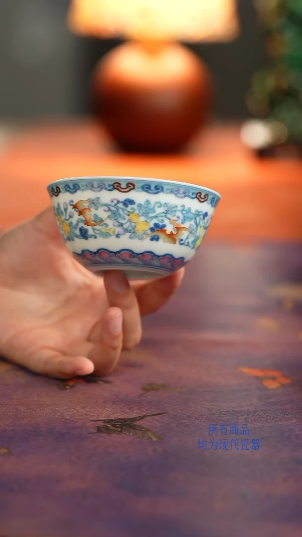 望玉斗彩福禄大杯