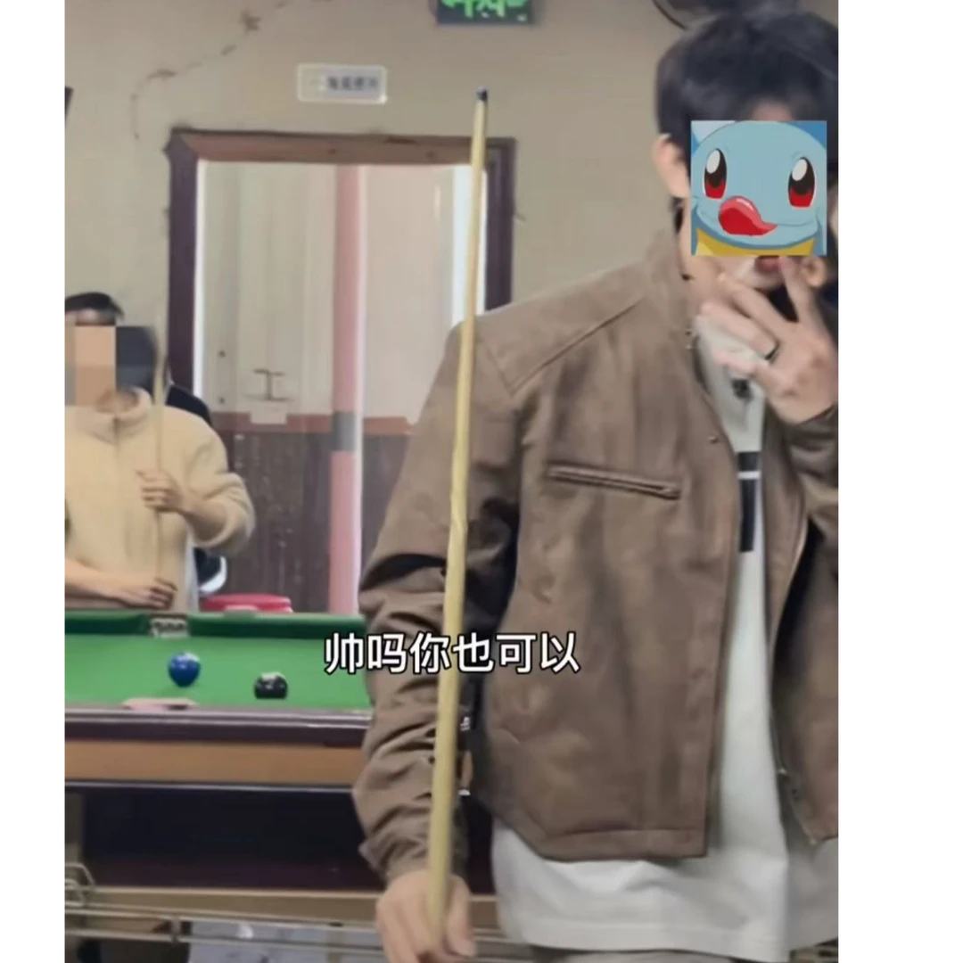 G141 美式复古做旧棕色机车皮衣外套小众设计感短款垫肩夹克