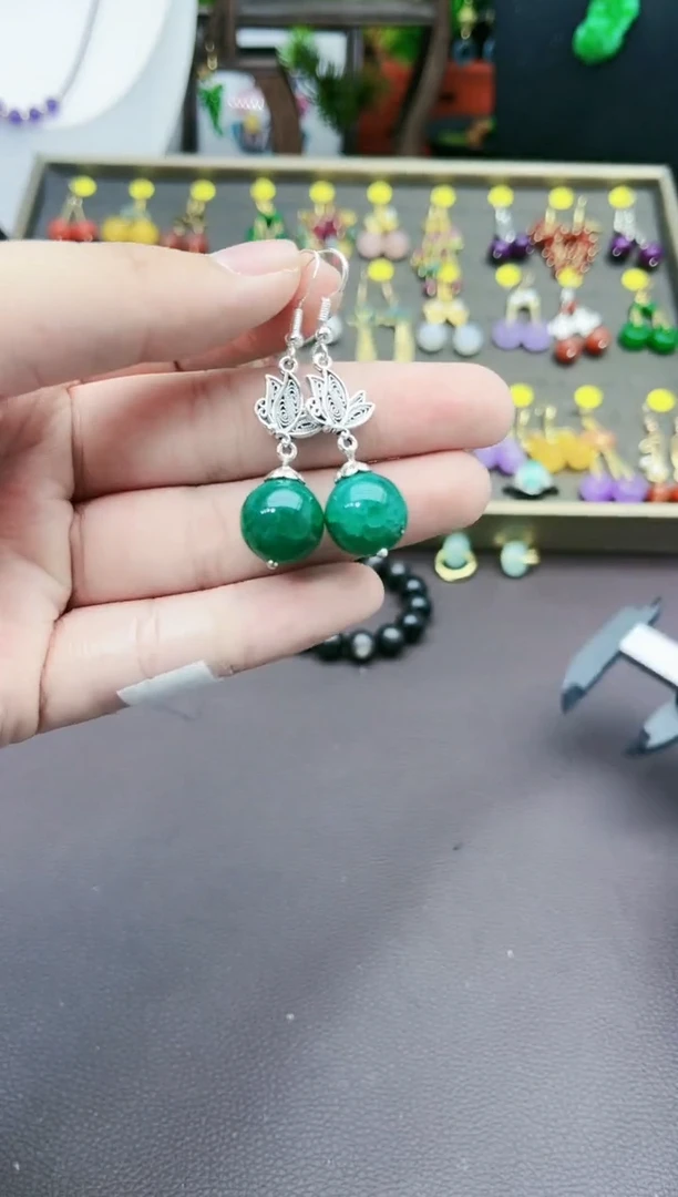 【闪购商品】玛瑙/玉髓耳钉银S925镶嵌703000