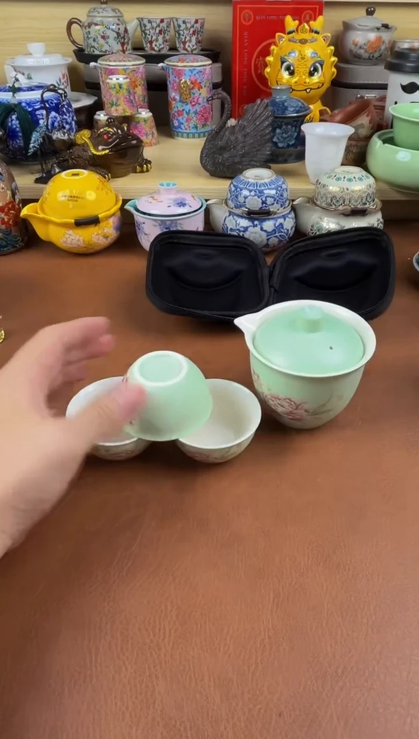 陶瓷茶具摆件旅行套组