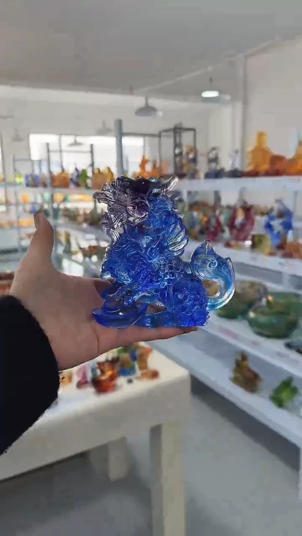 手工艺品琉璃山**山蓝紫麒麟