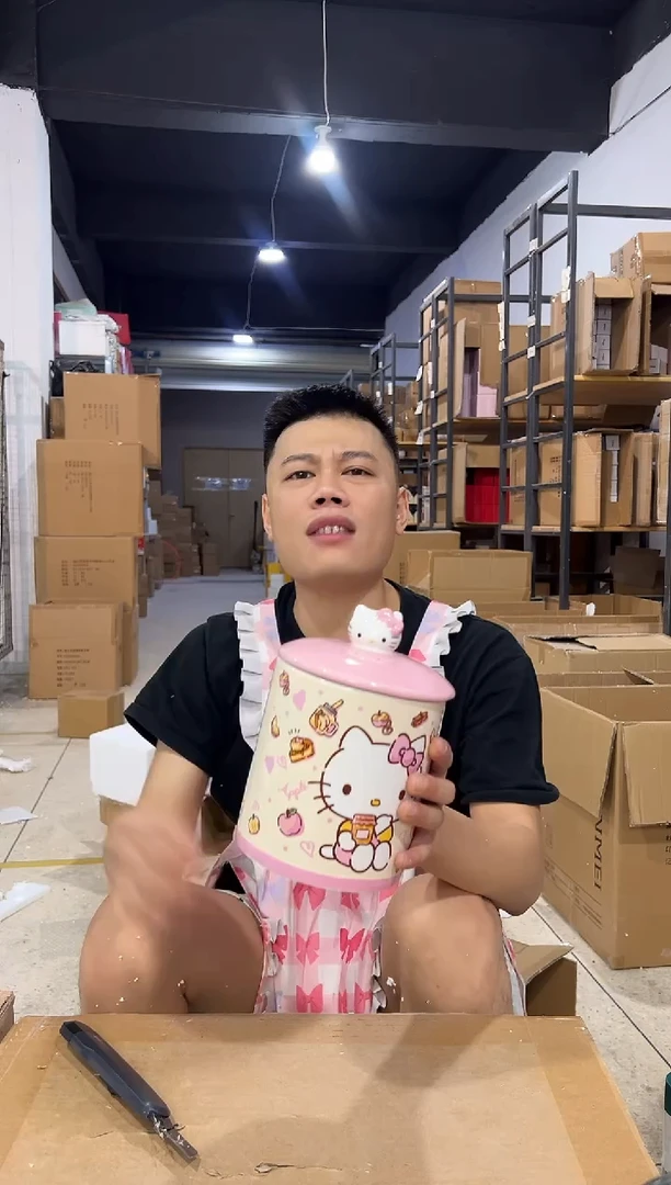 瓷片陶瓷b款粉色kt储物罐