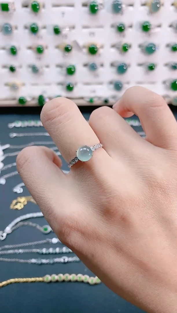 【闪购商品】翡翠戒指银S925镶嵌天然翡翠