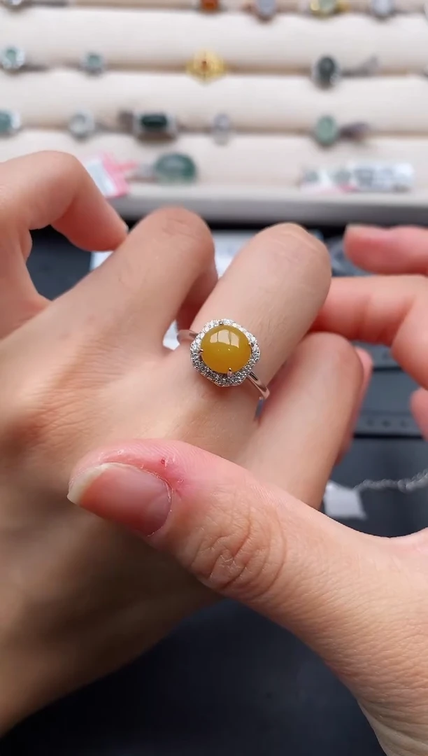 银S925镶嵌戒指翡翠666666+1