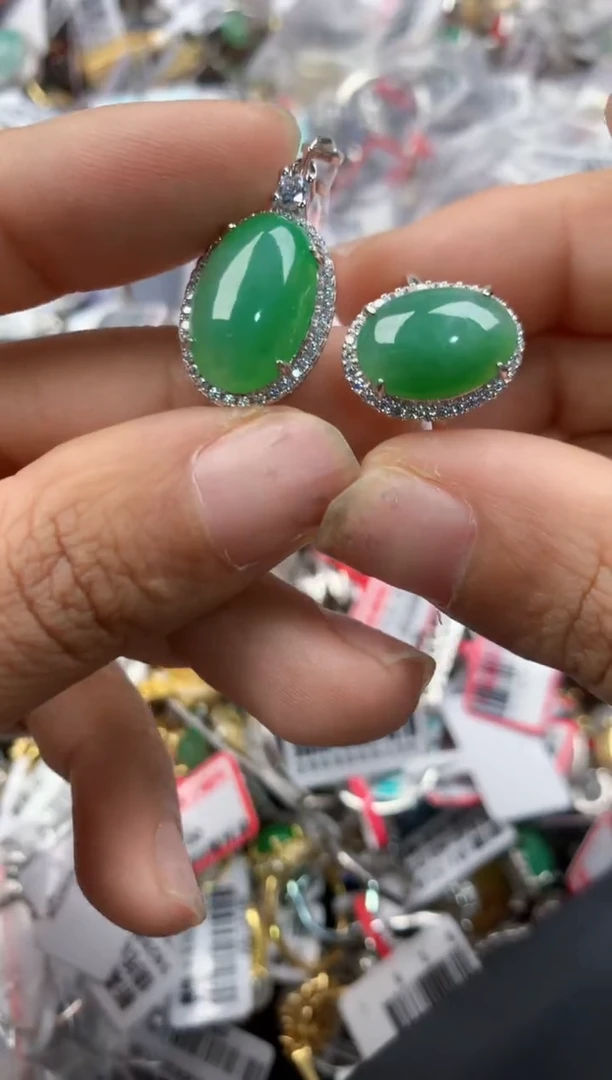 银S925镶嵌戒指翡翠222---7