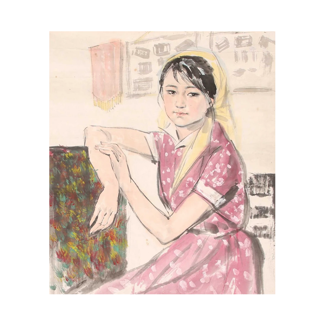 LOT.3043 《小女孩》56*43cm 纸本设色镜片