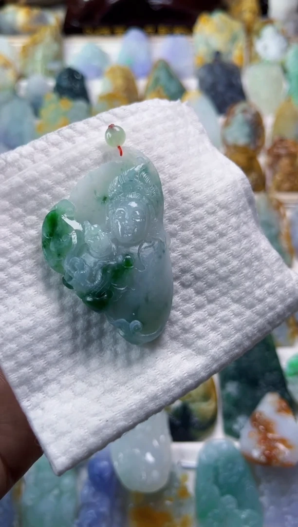 未镶嵌定制翡翠闭**神毛货定制观音 不退不换