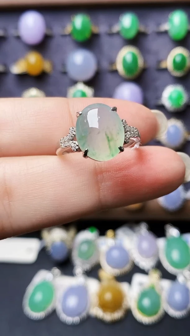 银S925镶嵌戒指翡翠3447