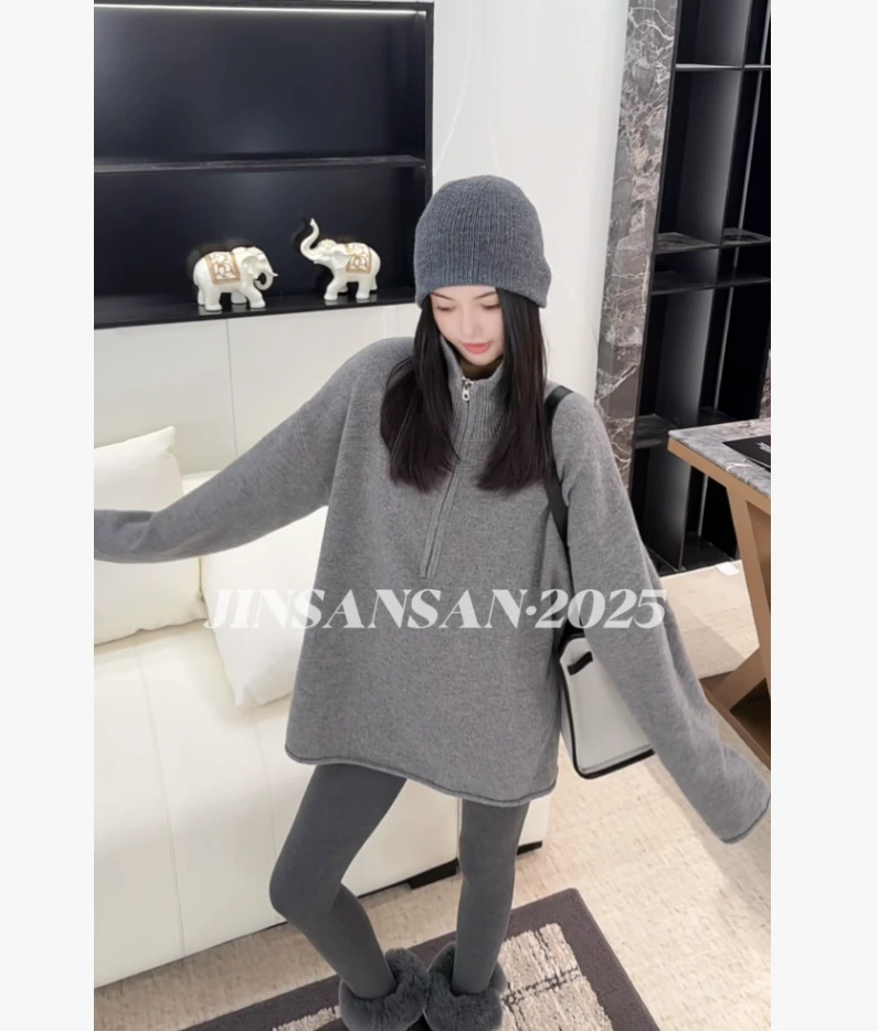 金三三【​纤柔立领】2025秋冬新款时尚加厚立领大版羊毛衫H6059