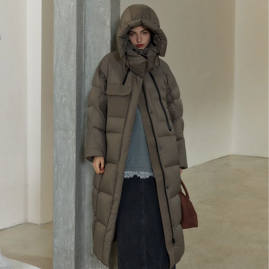 超长款 加厚大被子羽绒服女  简洁大方又不失高级感   磁吸扣