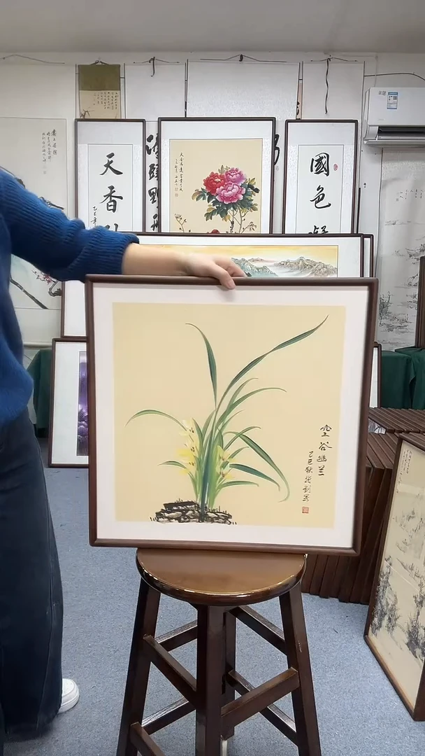 国画尺寸52*52实木画框京东包邮手绘