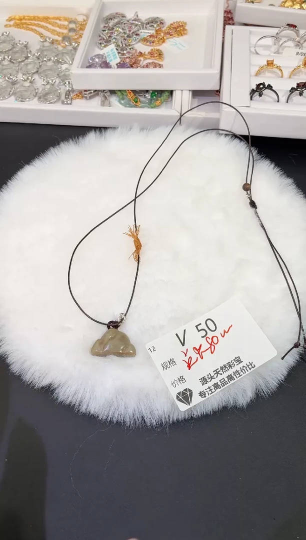 颈饰银S925镶嵌和田玉多样性发一V50