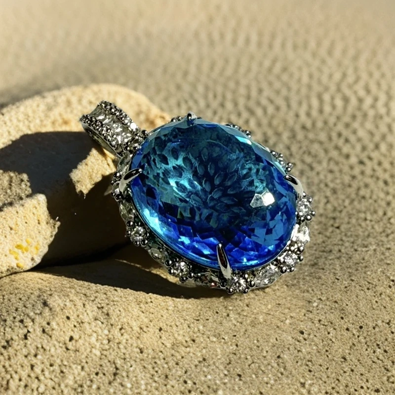 蓝吊坠椭圆四爪白底——————高货