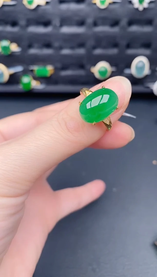 银S925镶嵌戒指翡翠天然a货翡翠196