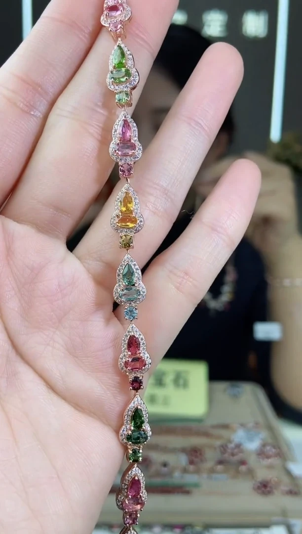 【闪购商品】碧玺手链银S925镶嵌手链