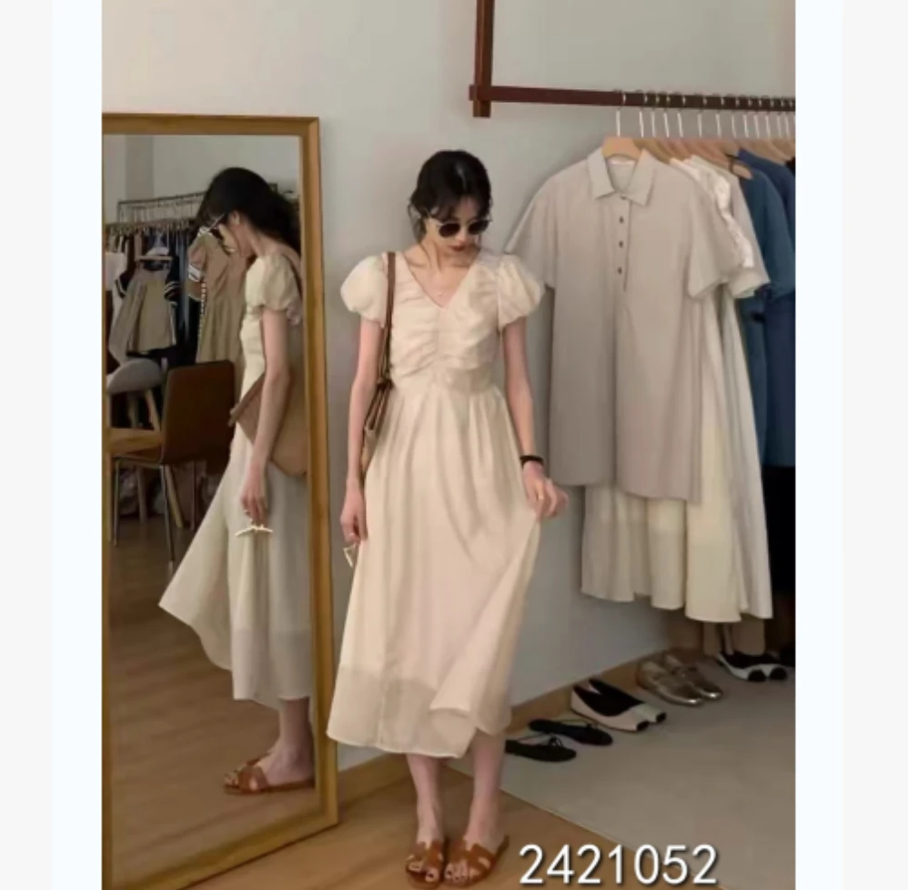 小妳XiaoNi———（夏款V领雪纺连衣裙2421052）