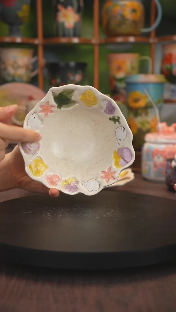 紫砂油画釉下彩手绘碗