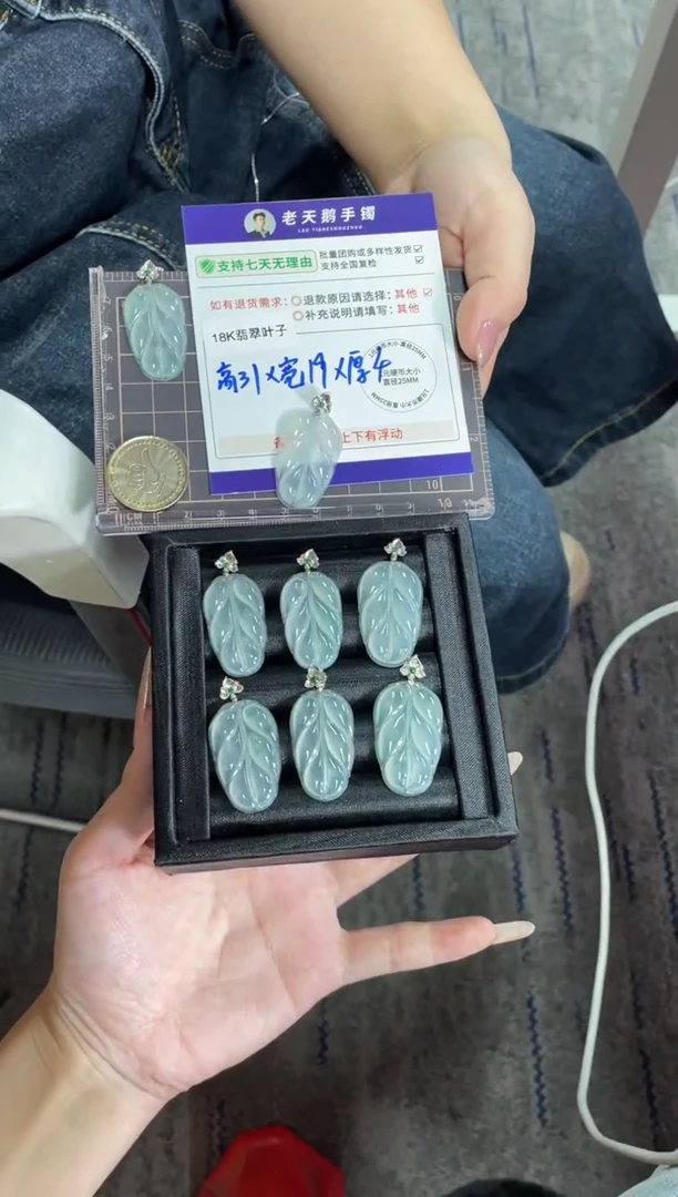 18K金镶嵌挂件翡翠叶子FL15/多样性发其一CP配绳