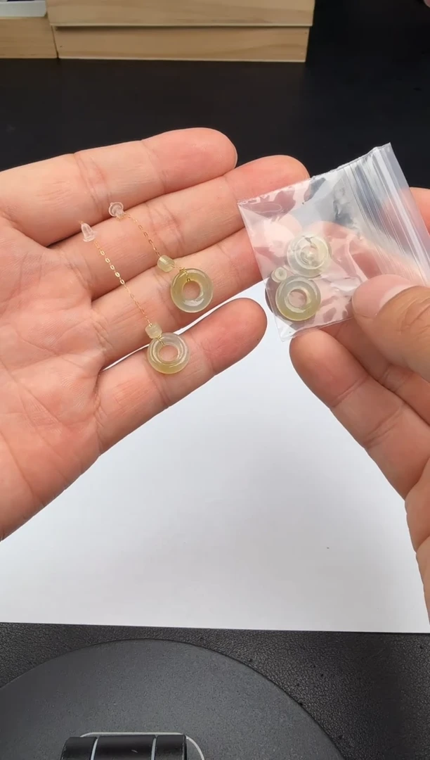 18K金镶嵌翡翠耳饰翡翠饰品（多样性发货一件）-24 一对