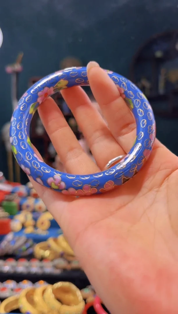 非遗绝技 景泰蓝1.2公主镯 湖蓝