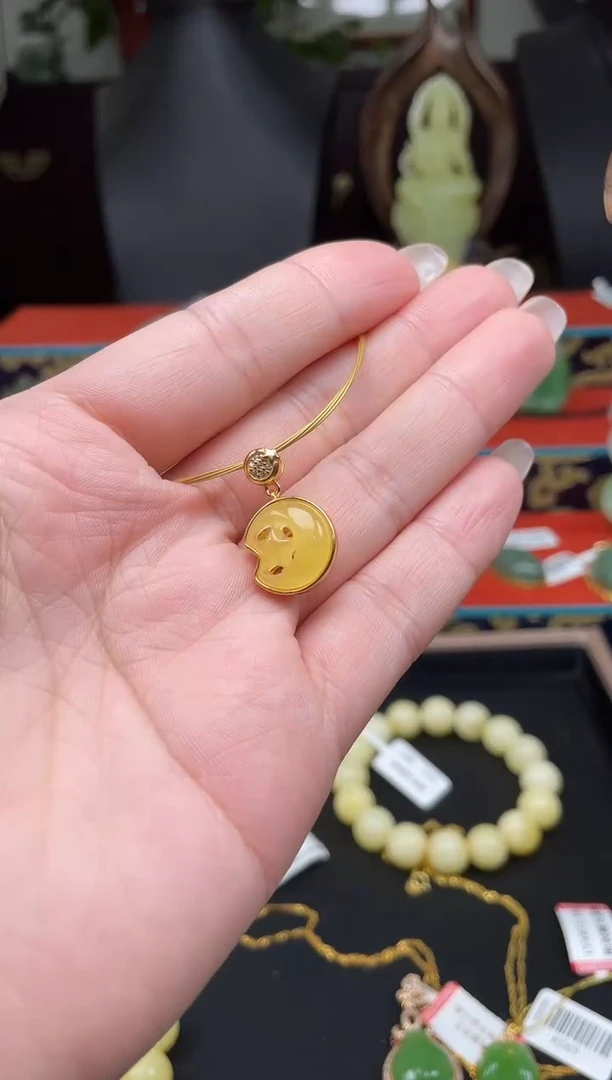 蜜蜡颈饰银S925镶嵌kk22多样性发其一