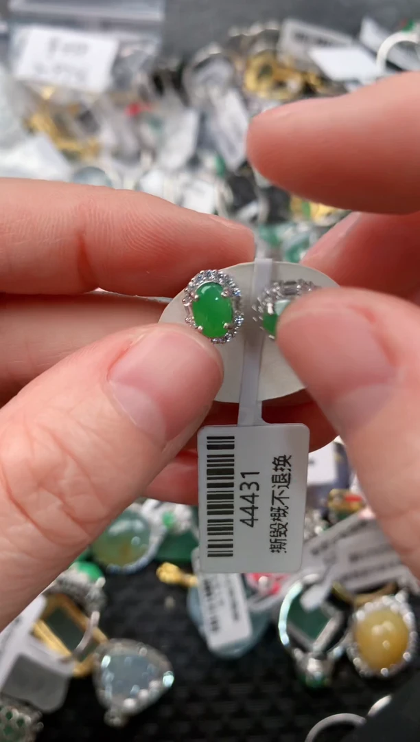 银S925镶嵌戒指翡翠222---10